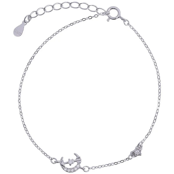 S925 Sterling Silver Bracelet Women's Fresh Cupid's Arrow Forest System Embedded Diamond Star Moon Best Friend Student Silver Jewelry