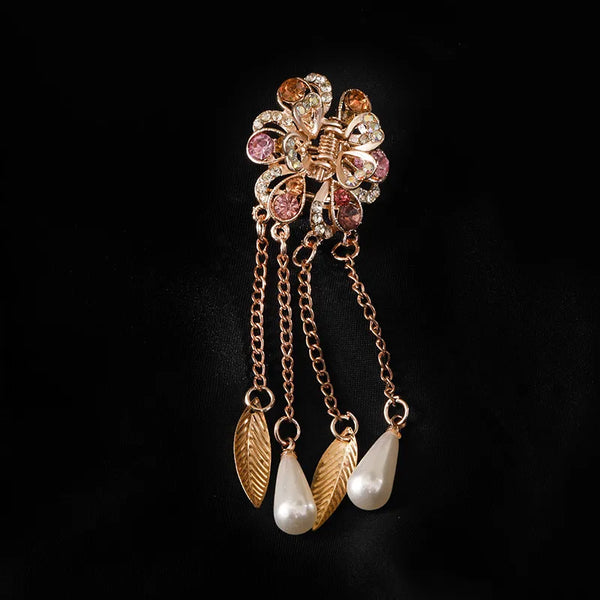 Beaded Tassel Hair Accessories Hanfu Hair Clips Traditional Daily Matching Rose Shell Moon Fruit Alloy Hair Clips
