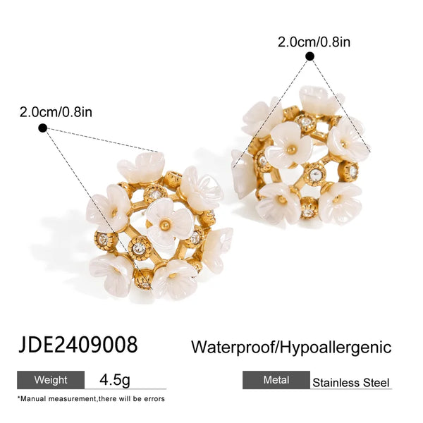 Simple Style Classic Style Flower 304 Stainless Steel Inlay  Rhinestones Ear Studs 1 Pair