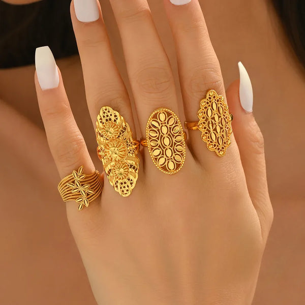 1 Piece Hollow Geometric Irregular Fashion Personality Women's Ring Universal Electroplated 18K Real Gold Suitable for Daily Party Gathering Wear