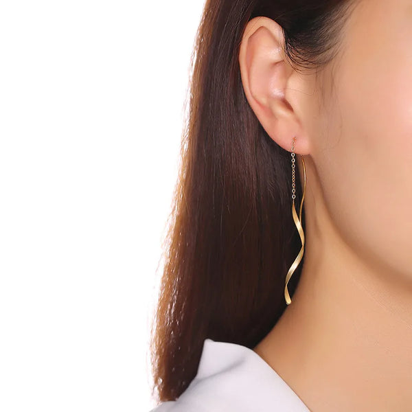 1 Pair Casual Vacation Simple Style Lines The Answer Patchwork 201 Stainless Steel Ear line