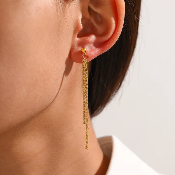 1 Pair Fashion Geometric Tassel Plating 304 Stainless Steel Stainless Steel Earrings