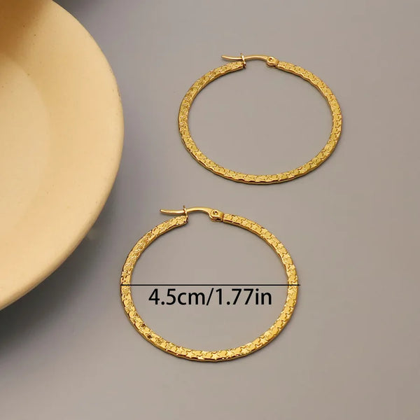 1 Pair Simple Style Round 304 Stainless Steel 18K Gold Plated Earrings