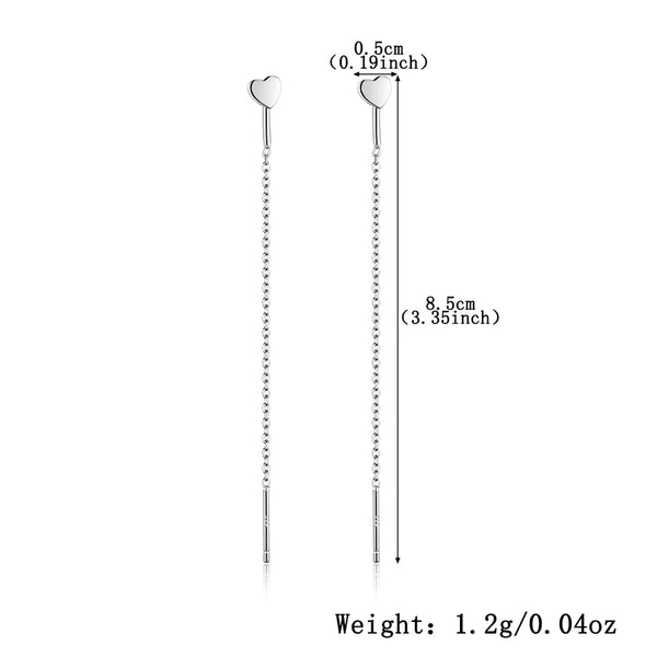 For Women Simple Style Ear Line Earrings in 925 Sterling Silver with Platinum Plated 0.03µm Coating and Zircon Inlay