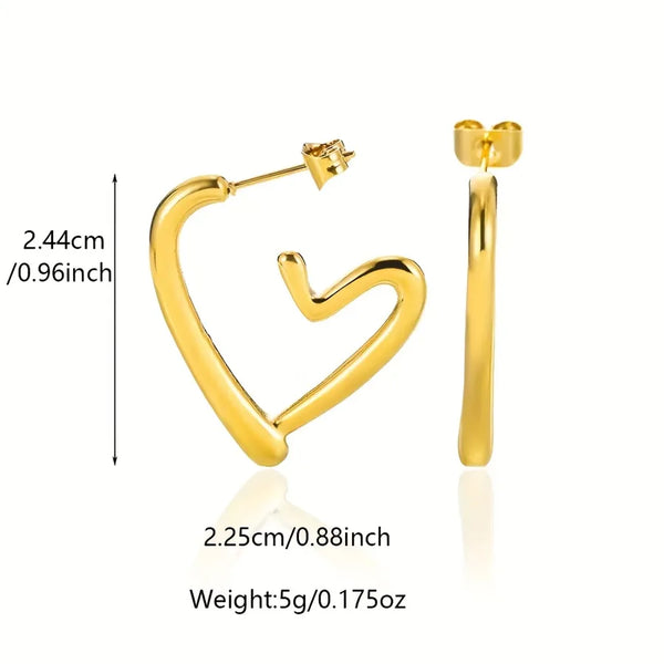 1 Pair Casual Sweet Heart Shape 304 Stainless Steel Imitation Gold  Ear Studs