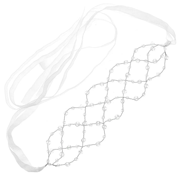 women's elegant wedding geometric artificial crystal ribbon handmade hair band