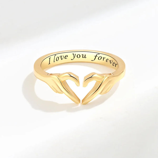 925 Sterling Silver Letter Gesture Heart Shape Rings 925 Sterling Silver Rings