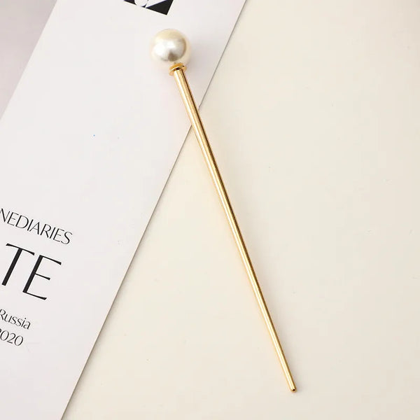 Chinoiserie Pearl Hair Sticks in Metal, Elegant Hair Accessories Perfect for Spring and Birthday Celebrations