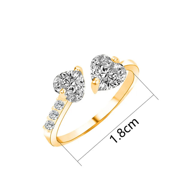Copper Inlay Heart Shape Zircon Rings