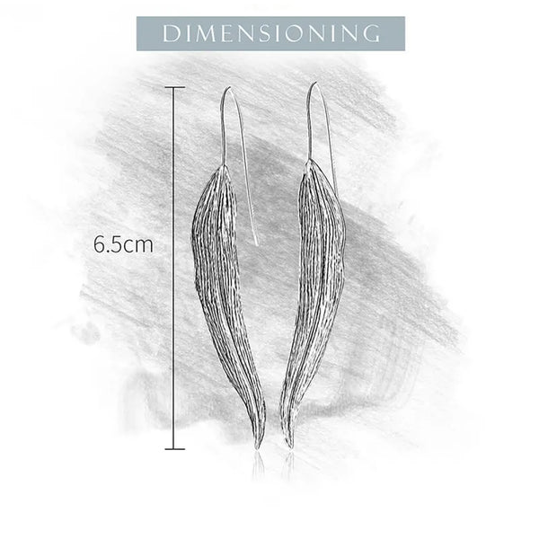 925 Sterling Silver Leaf Electroplating Silver Plated Drop Earrings