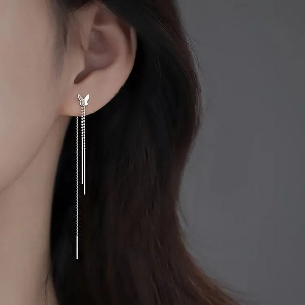 1 Pair 925 Sterling Silver Butterfly Ear line