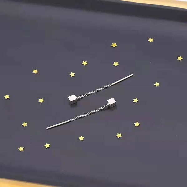1 pair simple style heart shape titanium steel ear line ear studs