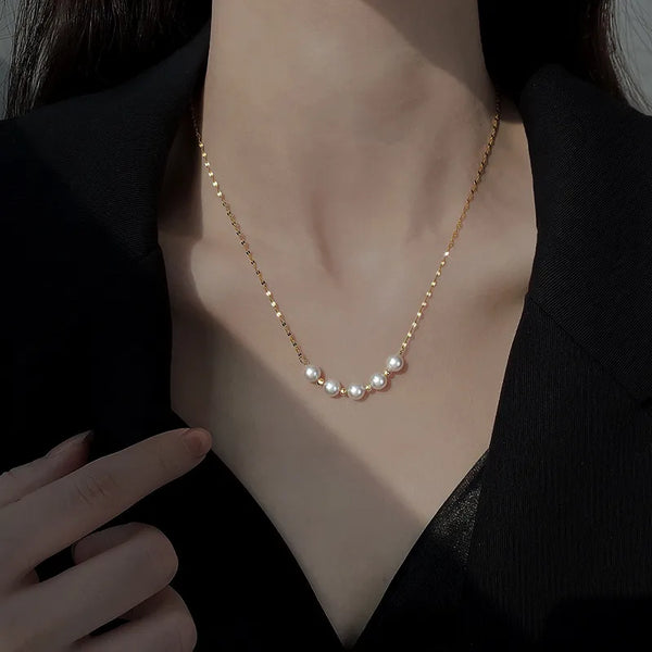 304 Stainless Steel 18K Gold Plated Simple Style Korean Style Plating Round Necklace