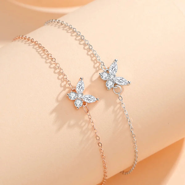 S925 Silver Butterfly Zirconia Embedded Bracelet Women's Luxury Animal Pattern Fashion Jewelry Business Occasion Accessory