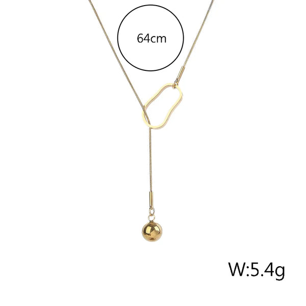 Wholesale Jewelry IG Style Simple Style Round 304 Stainless Steel Titanium Steel 18K Gold Plated Plating Necklace