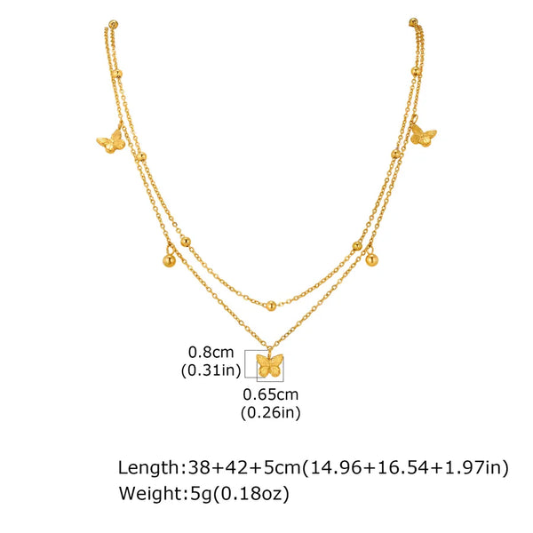 Butterfly Stainless Steel Double Layer Necklace Women's Shopping Date First Choice Accessory Versatile Casual Sweet Style