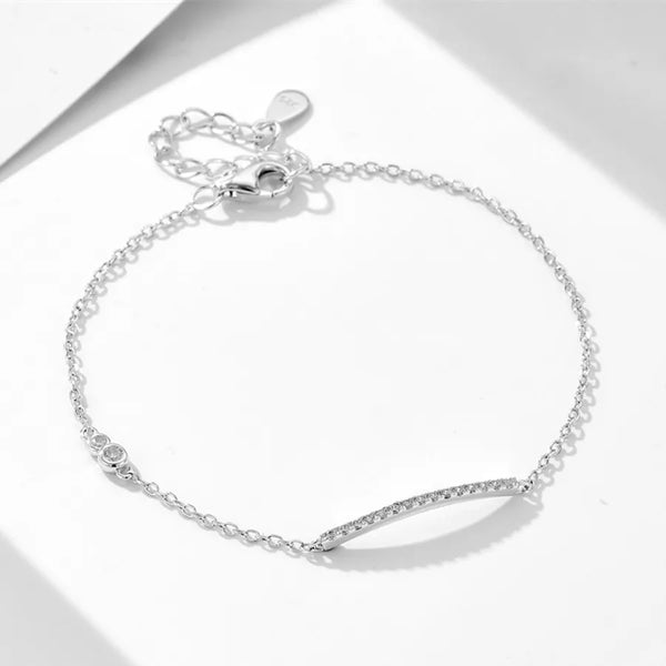 Geometric Bracelet For Women in 925 Sterling Silver with 14K Real Gold Plated 0.03µm Thickness and Zircon Inlay on Cable Chain