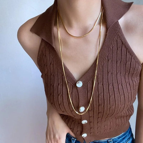 fashion u shape titanium steel plating layered necklaces 1 piece