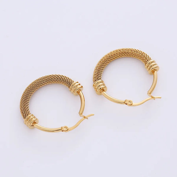Fashion Circle Plating 304 Stainless Steel 18K Gold Plated Stainless Steel Earrings