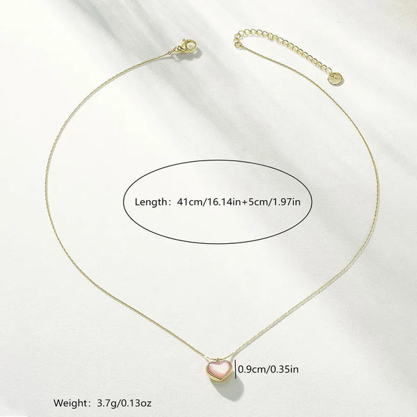 Elegant Pink And White Moonstone Heart Pendant Necklace For Women Stainless Steel Lockbone Chain Jewelry Accessory