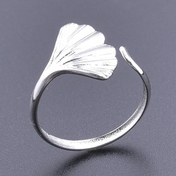 Wholesale Jewelry Simple Style Ginkgo Leaf 304 Stainless Steel 18K Gold Plated Polishing Open Ring
