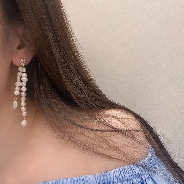 1 pair basic modern style geometric plating freshwater pearl drop earrings