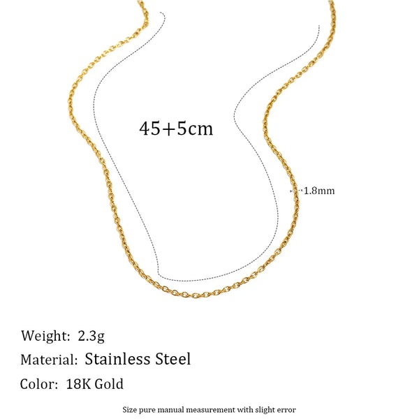 Stainless Steel 18K Gold Plated O-Link Chain Necklace Versatile Simple Fashion Jewelry For Women Luxury Minimalist Geometry Pattern