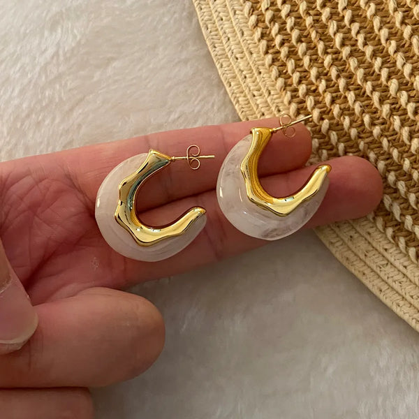 1 Pair Simple Style Commute C Shape 304 Stainless Steel 18K Gold Plated Ear Studs